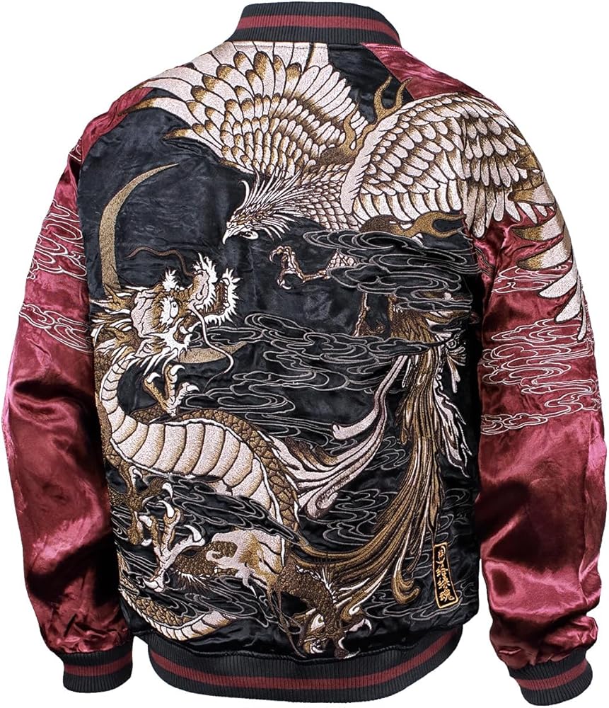 絡繰魂 粋 スカジャン 龍 Amazon | [絡繰魂] からくり魂 粋 スカジャン 龍 鳳凰 和柄